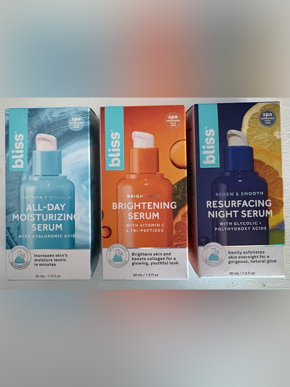 Bliss Trio Serum Set — Blue, Orange & Navy